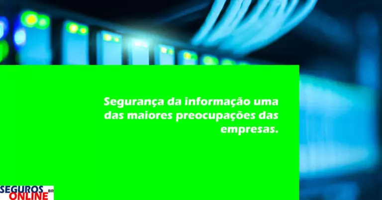 imagem de servidor e um quadrado verde escrito segurança da informação e seguro e riscos cibernéticos